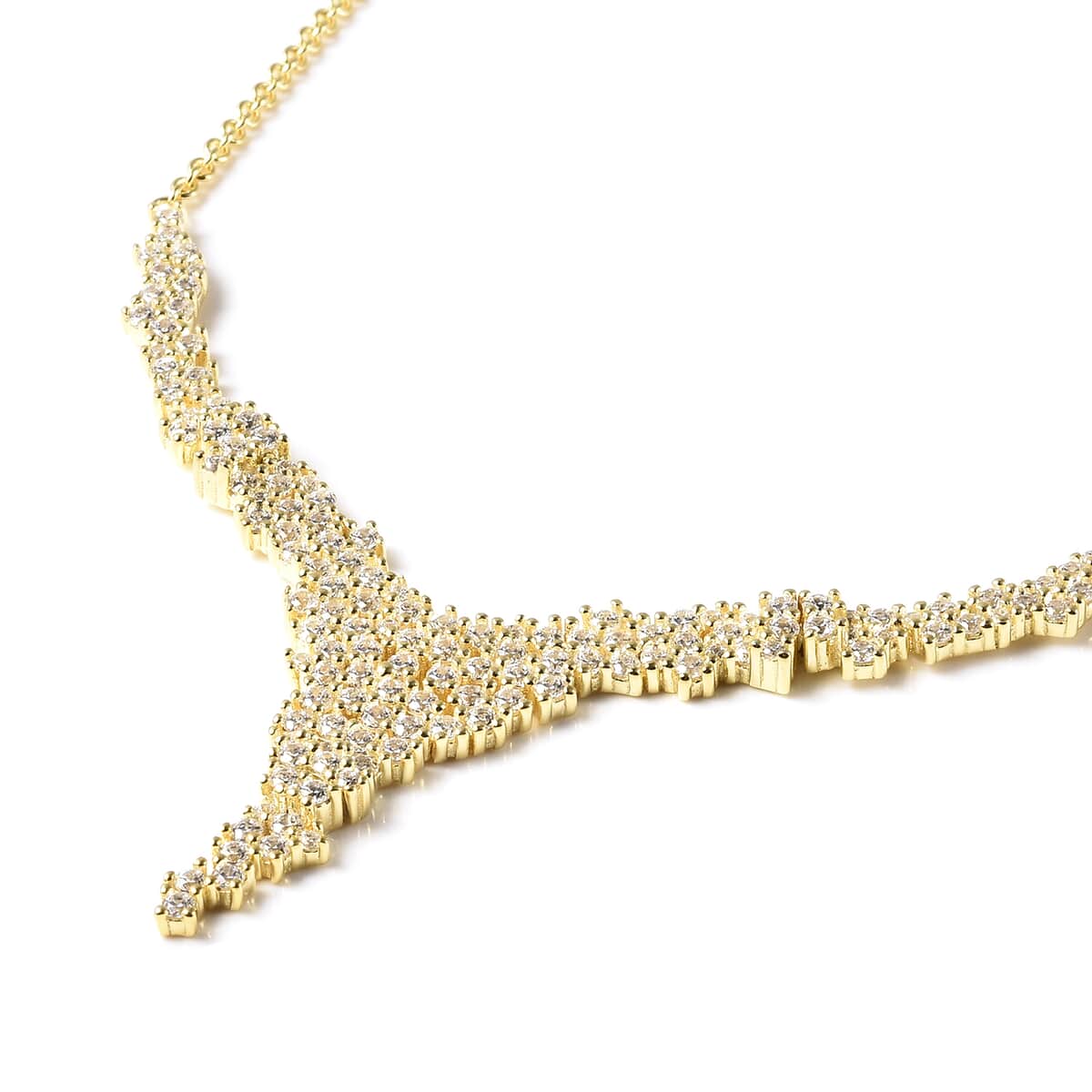 Lustro Stella Made with Finest CZ Floral Vine Inspired Necklace 18 Inches in Vermeil Yellow Gold Over Sterling Silver 7.75 ctw image number 3