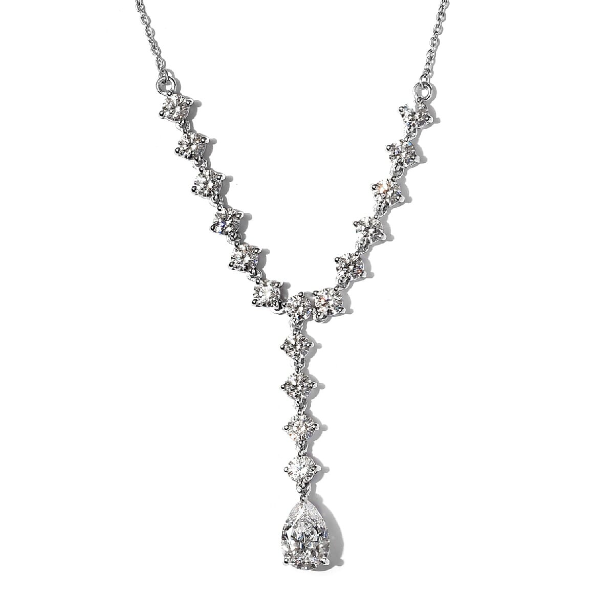 Lustro Stella Made with Finest CZ Necklace 18 Inches in Platinum Over Sterling Silver 15.80 ctw image number 0