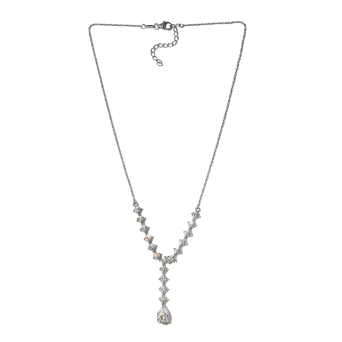 Lustro Stella Made with Finest CZ Necklace 18 Inches in Platinum Over Sterling Silver 15.80 ctw image number 3