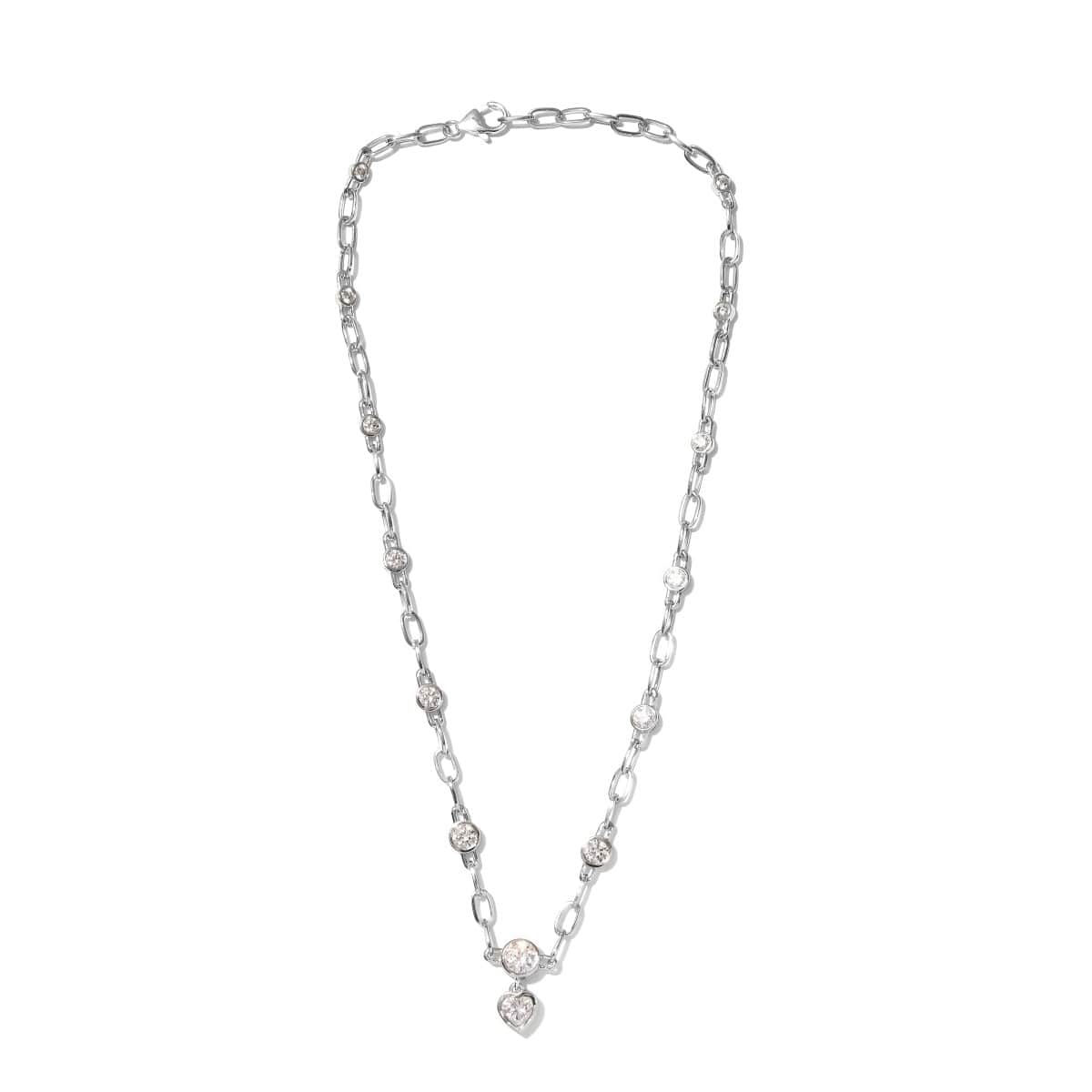 Lustro Stella Made with Finest CZ Necklace 18 Inches in Platinum Over Sterling Silver 9.90 ctw image number 0