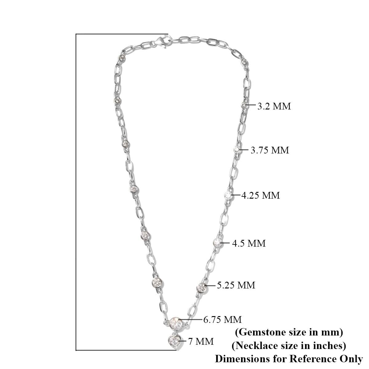 Lustro Stella Made with Finest CZ Necklace 18 Inches in Platinum Over Sterling Silver 9.90 ctw image number 5