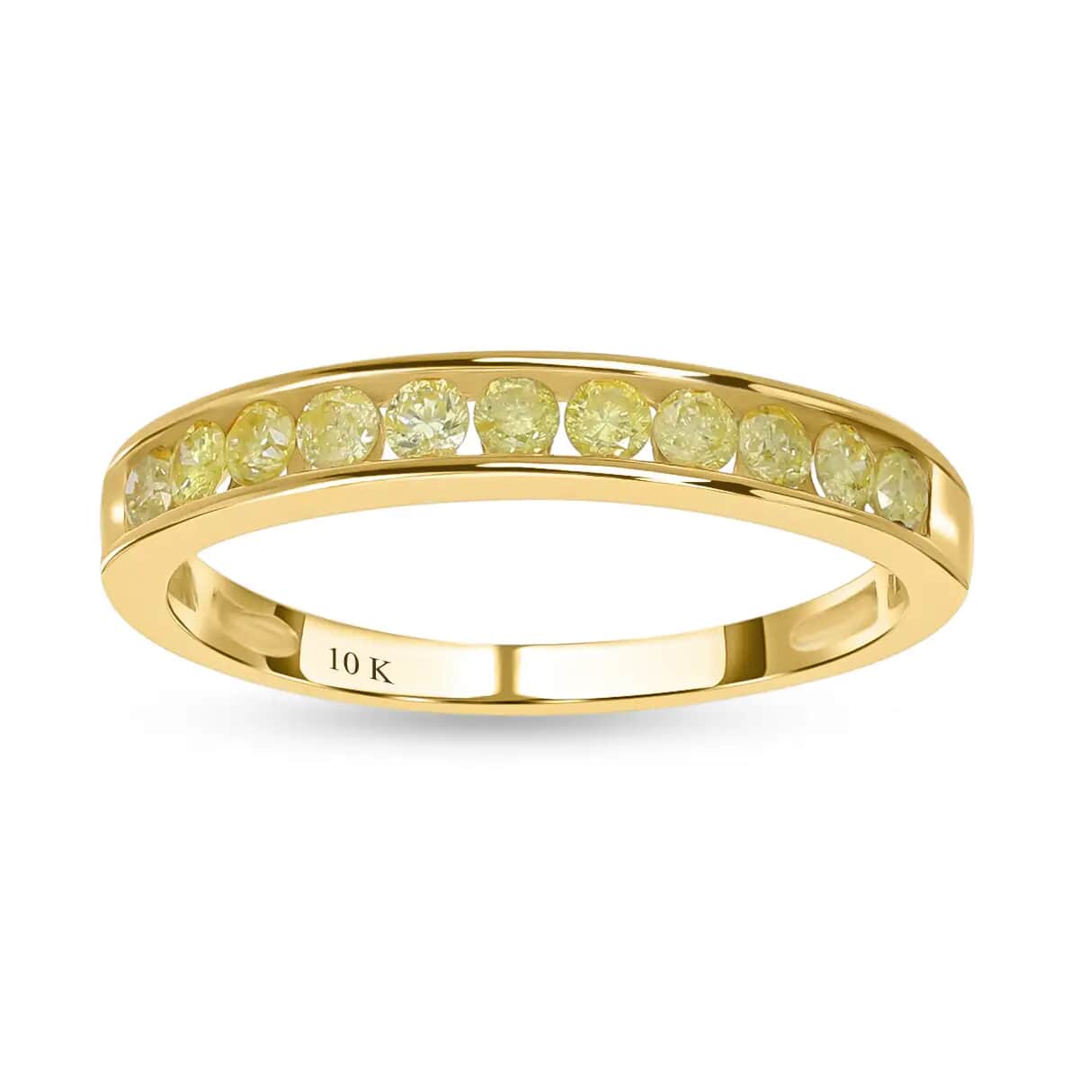 10K Yellow Gold Natural Yellow Diamond (I2-I3) Wedding Band Ring, Promise Rings For Women (Size 7.0) 0.50 ctw image number 0