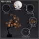 24 Lights Flowers Table Lamp with Data Cable - White (3xAAA Battery Not Included) (11.02"x9.84"x15.75") image number 2