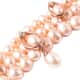 LucyQ Freshwater Peach Cultured Pearl and White Zircon Bracelet in 14K Rose Gold Over Sterling Silver (7.50 In) 0.50 ctw image number 4