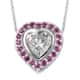 LUSTRO STELLA Made with Finest CZ and Lab Created Ruby Heart Pendant Necklace 20 Inches in Platinum Over Sterling Silver 3.20 ctw image number 0