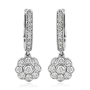 Certified & Appraised Rhapsody 950 Platinum Diamond (E-F, VS) Hoop Dangle Earrings (6.34 g) 1.00 ctw