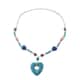 Multi Color Lava, Freshened White and Blue Howlite Beaded Necklace with Heart Charm 28 Inches in Silvertone 230.00 ctw image number 0
