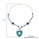 Multi Color Lava, Freshened White and Blue Howlite Beaded Necklace with Heart Charm 28 Inches in Silvertone 230.00 ctw image number 4