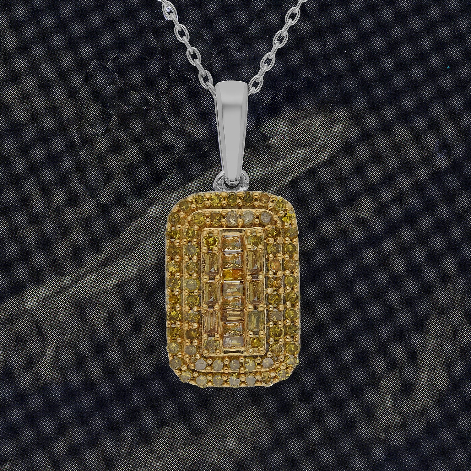 Blue Diamond, Diamond Cocktail Pendant in Rhodium and
