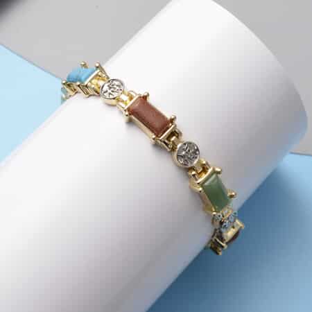 Buy Multi Gemstone and Multi Color Crystal Paper Clip Station Bracelet in  Silvertone (7.50-9.50 Inches) 11.00 ctw at ShopLC.