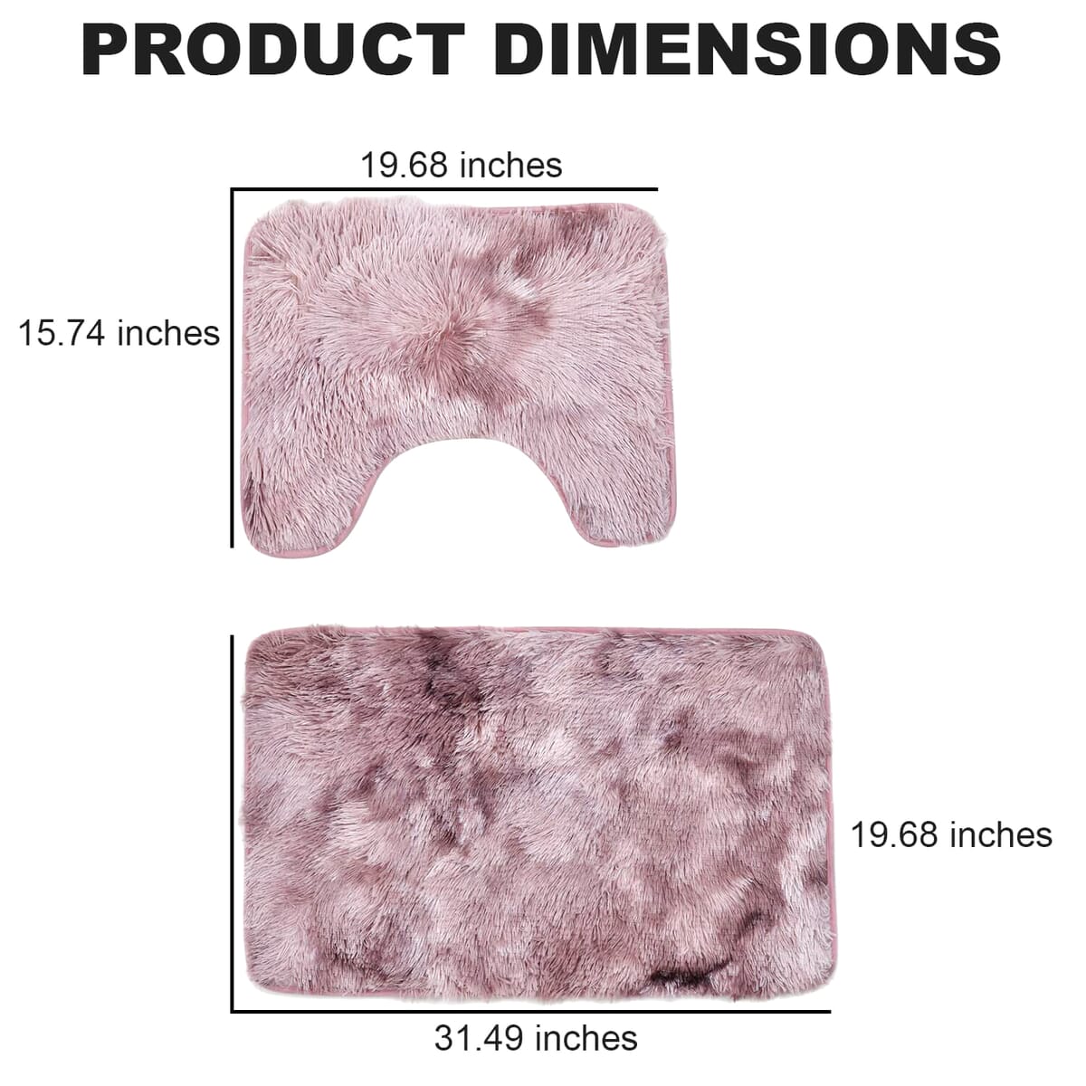 Homesmart Set of 2 Pink Rectangular and U Shape Anti-Skid Dots Gradient Plush Mat image number 3