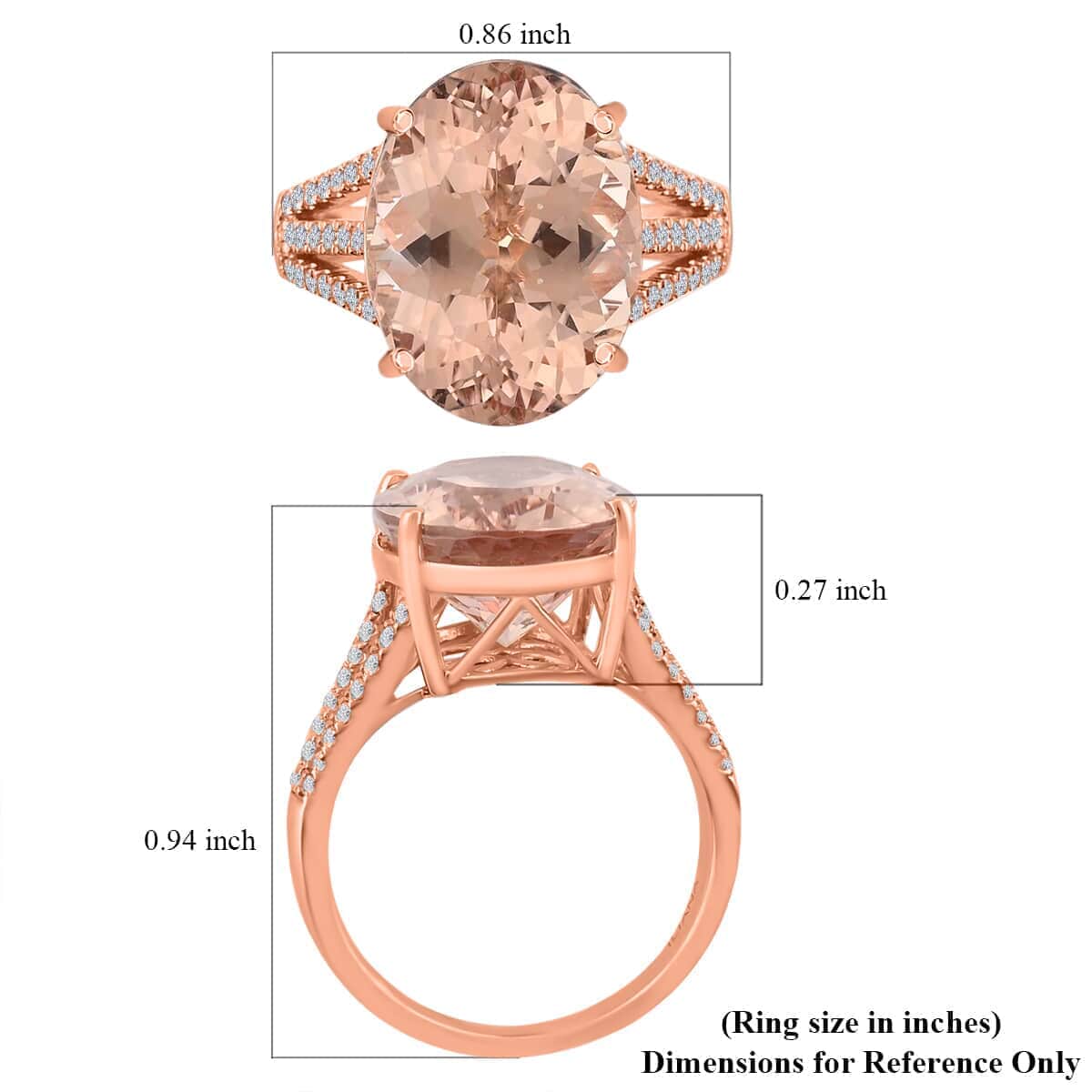 Iliana 18K Rose Gold AAA Marropino Morganite and G-H SI Diamond Ring (Size 6.0) 5.76 Grams 9.00 ctw image number 3