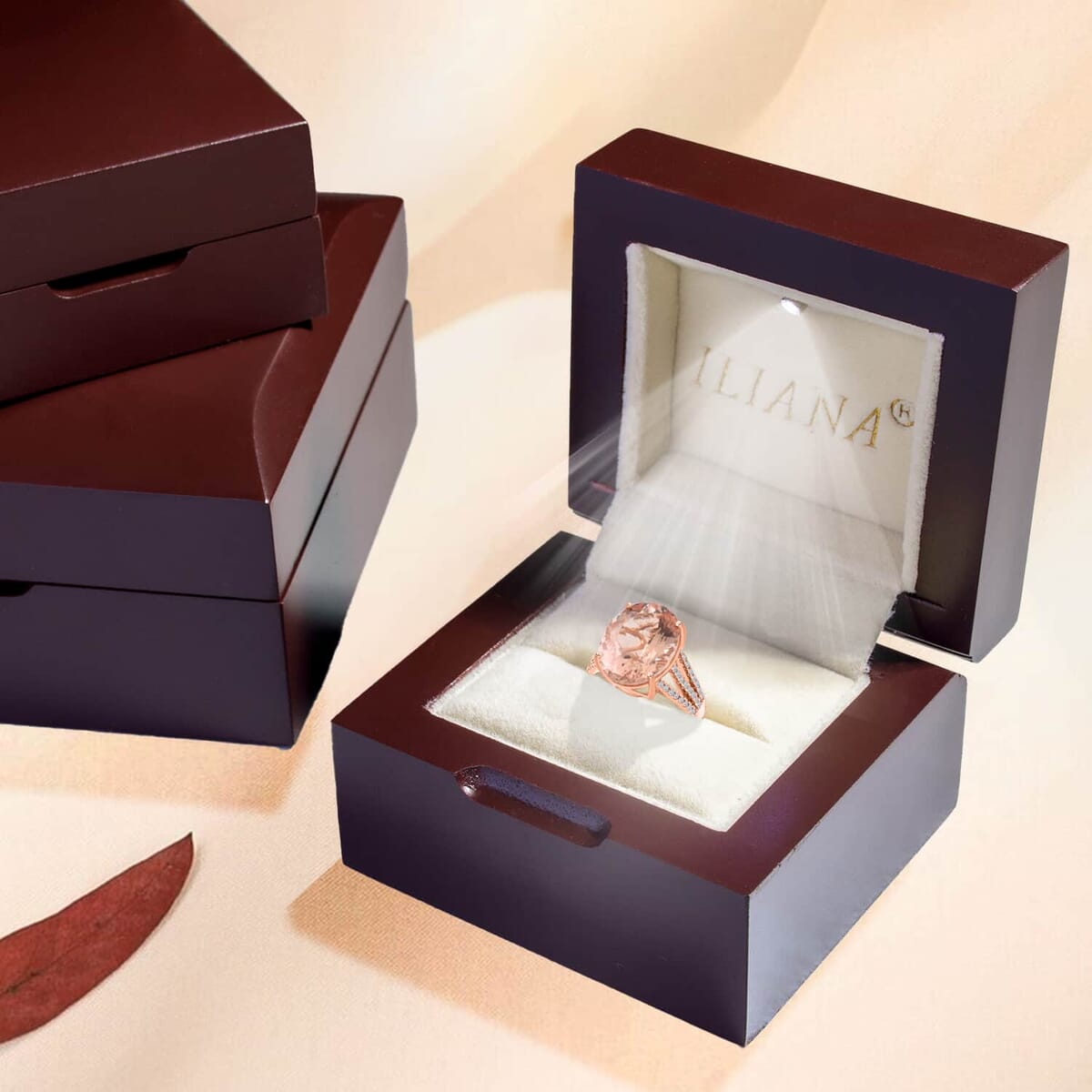Iliana 18K Rose Gold AAA Marropino Morganite and G-H SI Diamond Ring (Size 6.0) 5.76 Grams 9.00 ctw image number 4