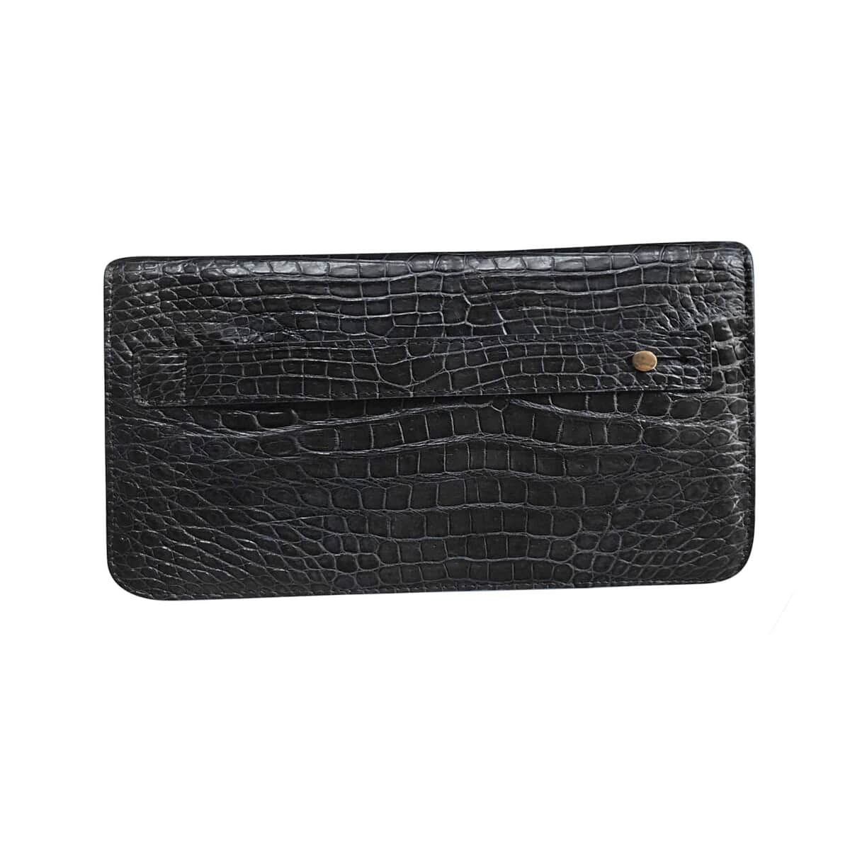 Buy Grand Pelle Genuine Crocodile Leather Black Long Wallet at ShopLC.