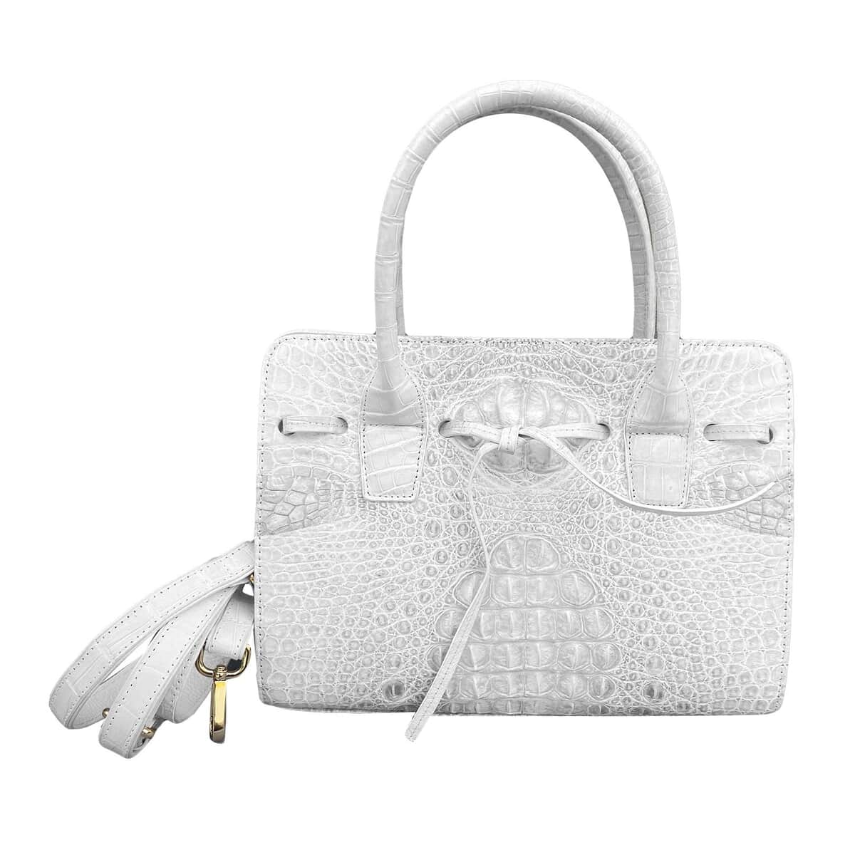 Buy Grand Pelle Genuine Crocodile Leather Natural White Tote Bag for Women  with Detachable Shoulder Strap, Women's Designer Tote Bags, Leather  Handbags