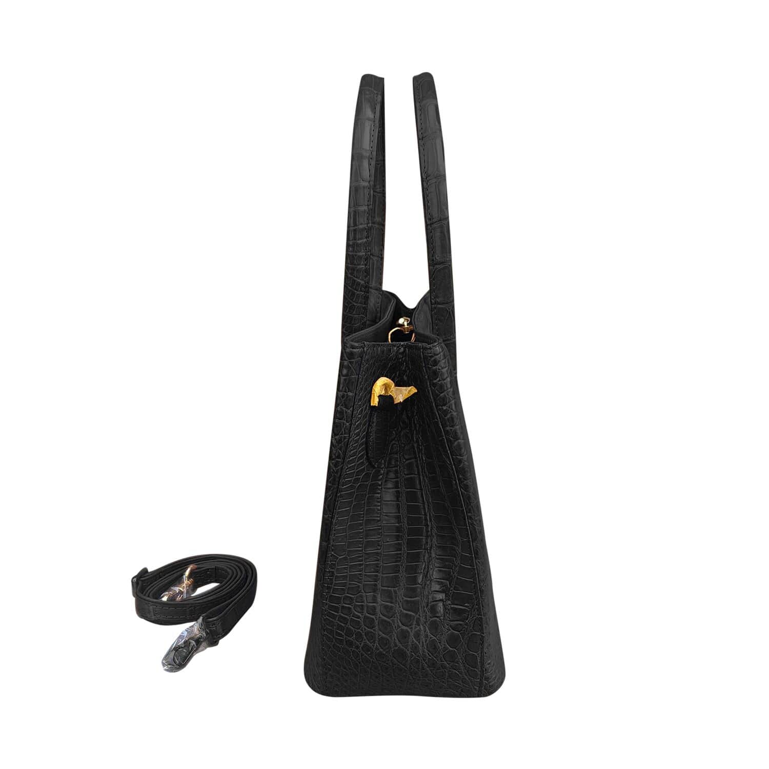 Buy Grand Pelle Genuine Crocodile Leather Black Tote Bag for Women