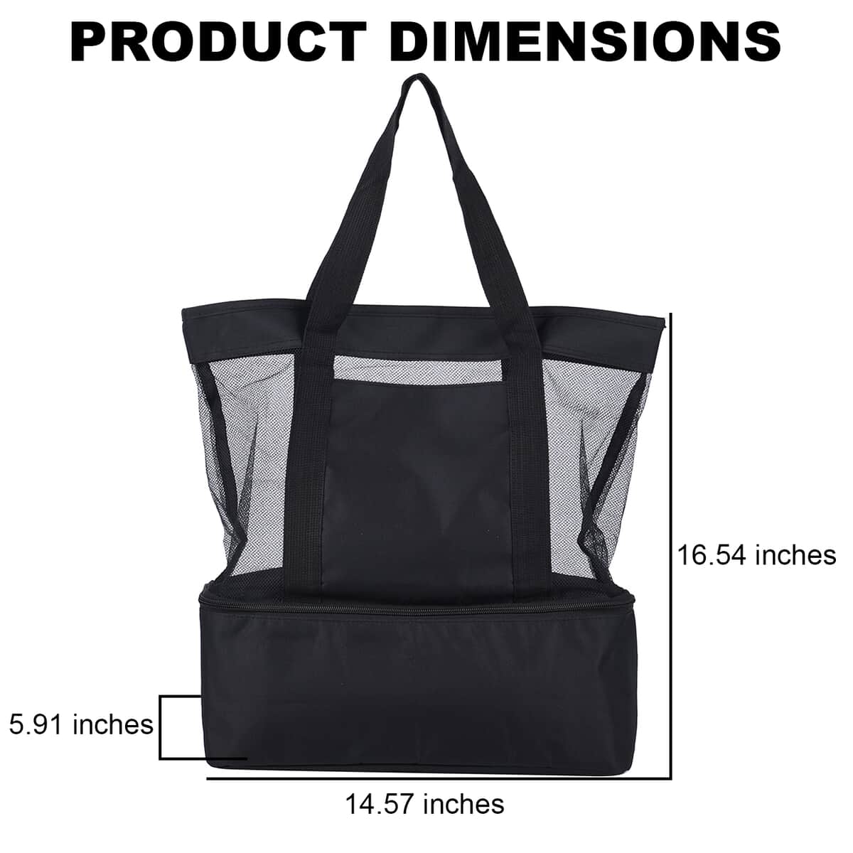 Black Terylene 2 Tier Shopping Bag with Double Handles image number 2