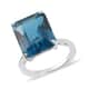 LUXORO 10K White Gold AAA London Blue Topaz Solitaire Ring (Size 7.0) 3.20 Grams 12.50 ctw image number 0