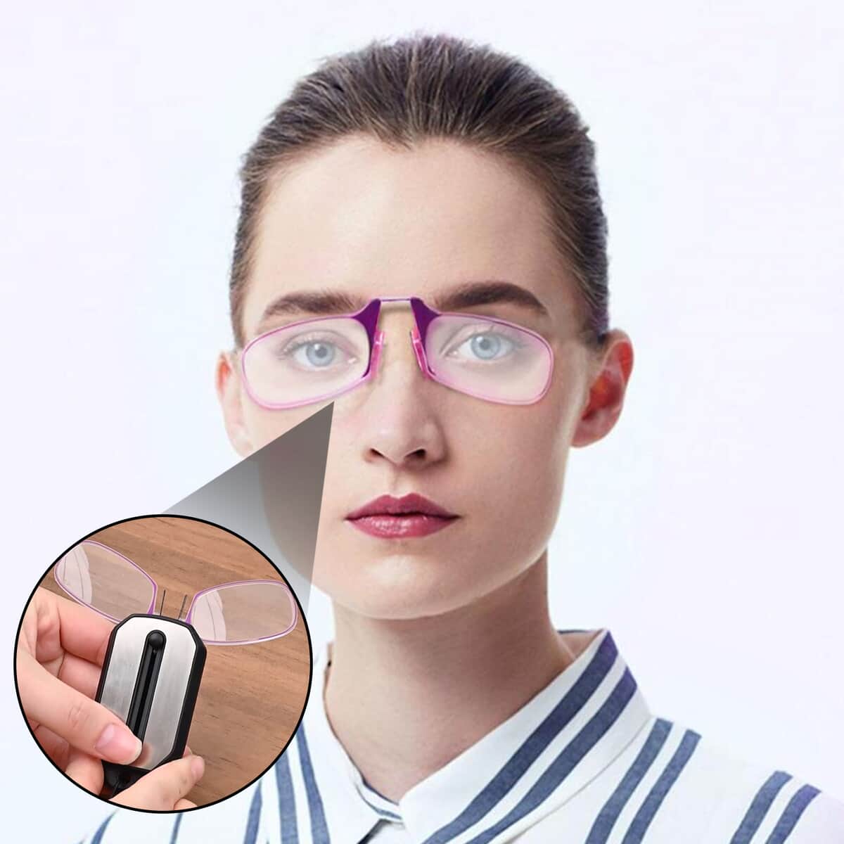 Purple 175 Degree Foldable Reading Glasses with Case image number 1
