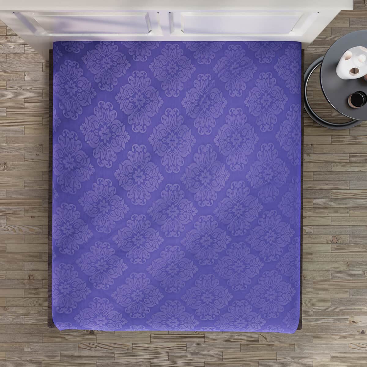 HOMESMART Purple Polyester Embossed 6pcs Sheet Set - King image number 6