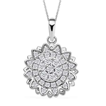 Star Blossom Diamond Flower Pendant Necklace color\/style:plain Gold