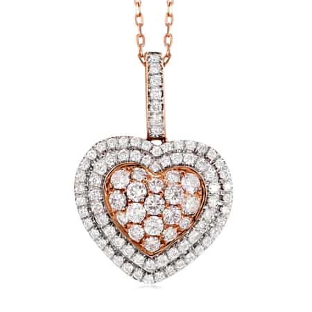 1/2ct Diamond & Pink Sapphire Heart Pendant 14K Rose Gold