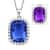Color Change Fluorite and Moissanite Halo Pendant Necklace 18 Inches in Rhodium Over Sterling Silver 12.85 ctw