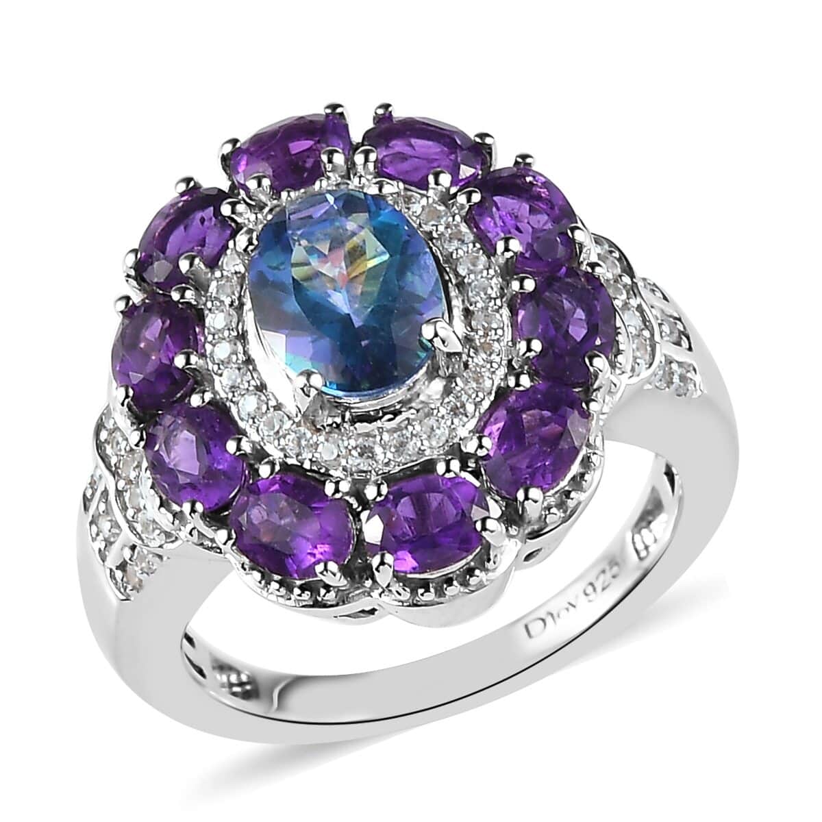 Buy Brazilian Blue Petalite and Multi Gemstone Cocktail Ring (Size 9.0 ...