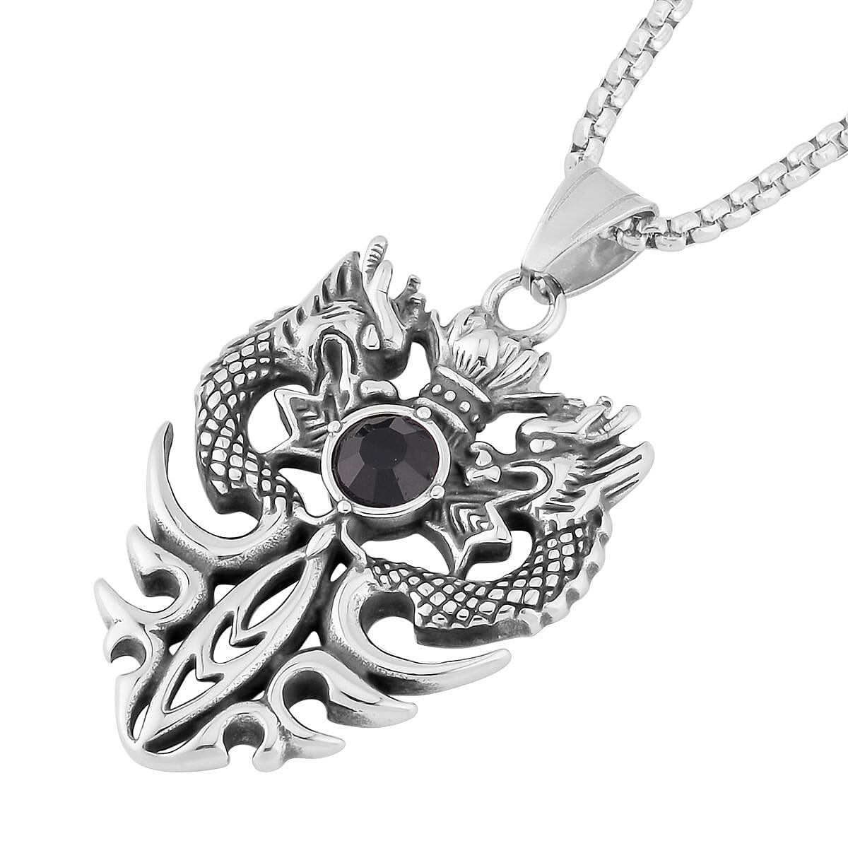 Buy Eagle Men's Pendant Necklace 23.5 Inches in Black Oxidized