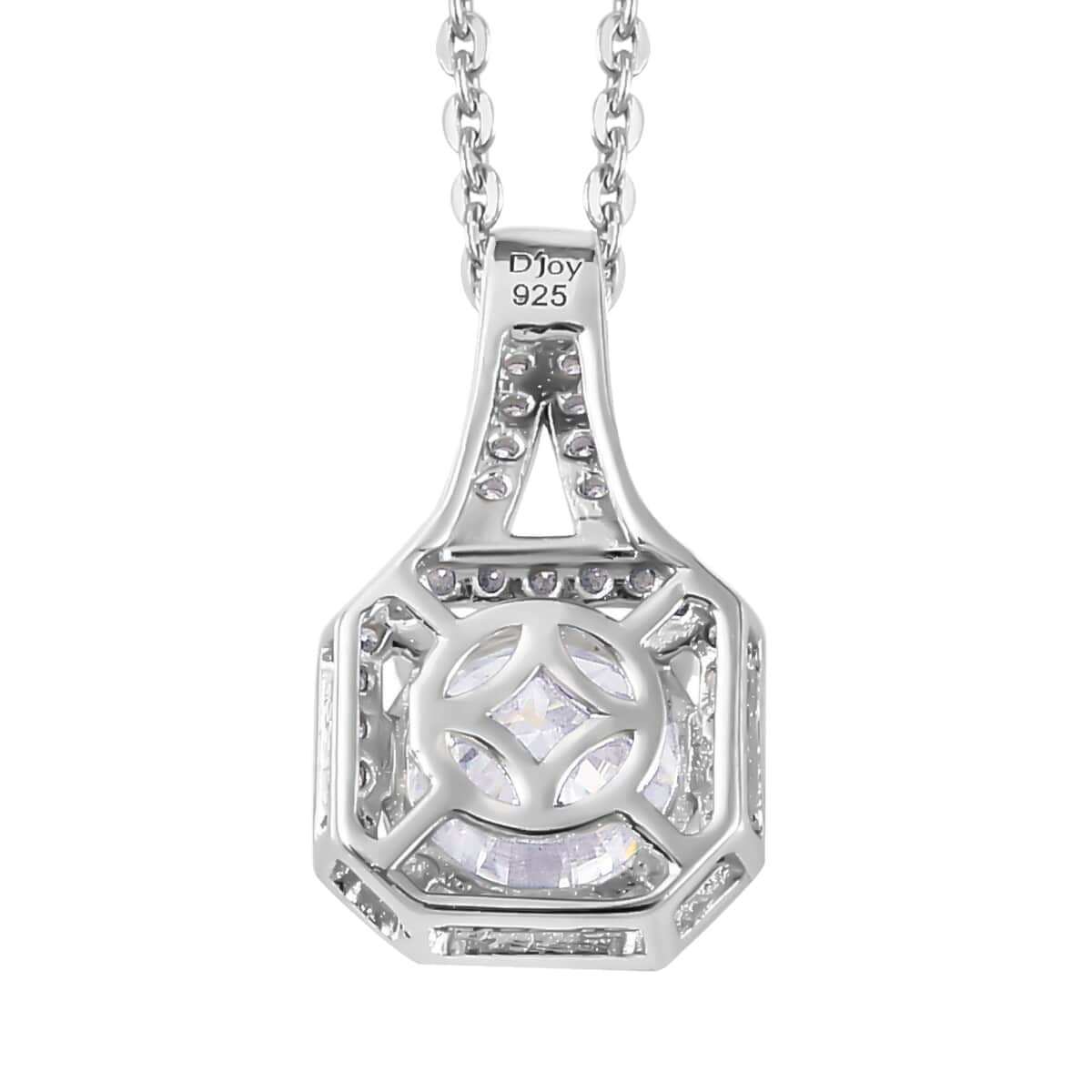 Buy Moissanite Halo Pendant Necklace 20 Inches in Platinum Over ...