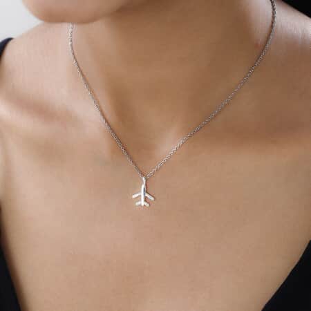 Diamond Accent Airplane Pendant in 10K Gold