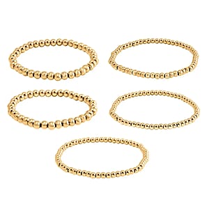 Ever True Set of 5 Beaded Stretch Bracelet in ION Plated YG Stainless Steel