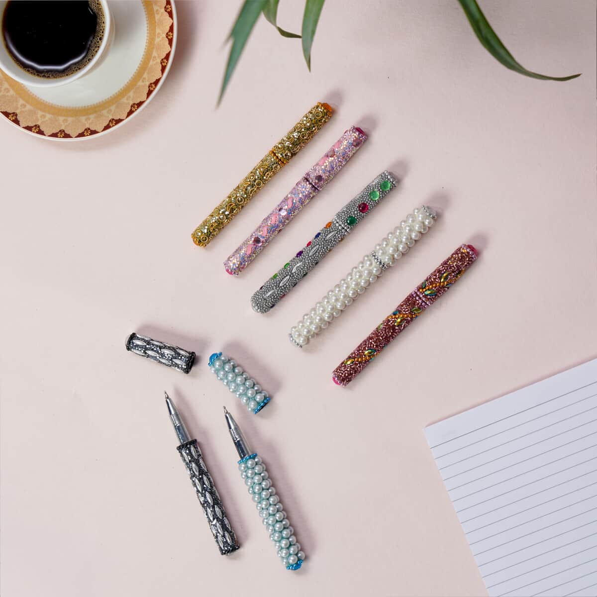 Buy Set of 7 Multi Color Beaded Ball Point Pens | Best Refillable ...