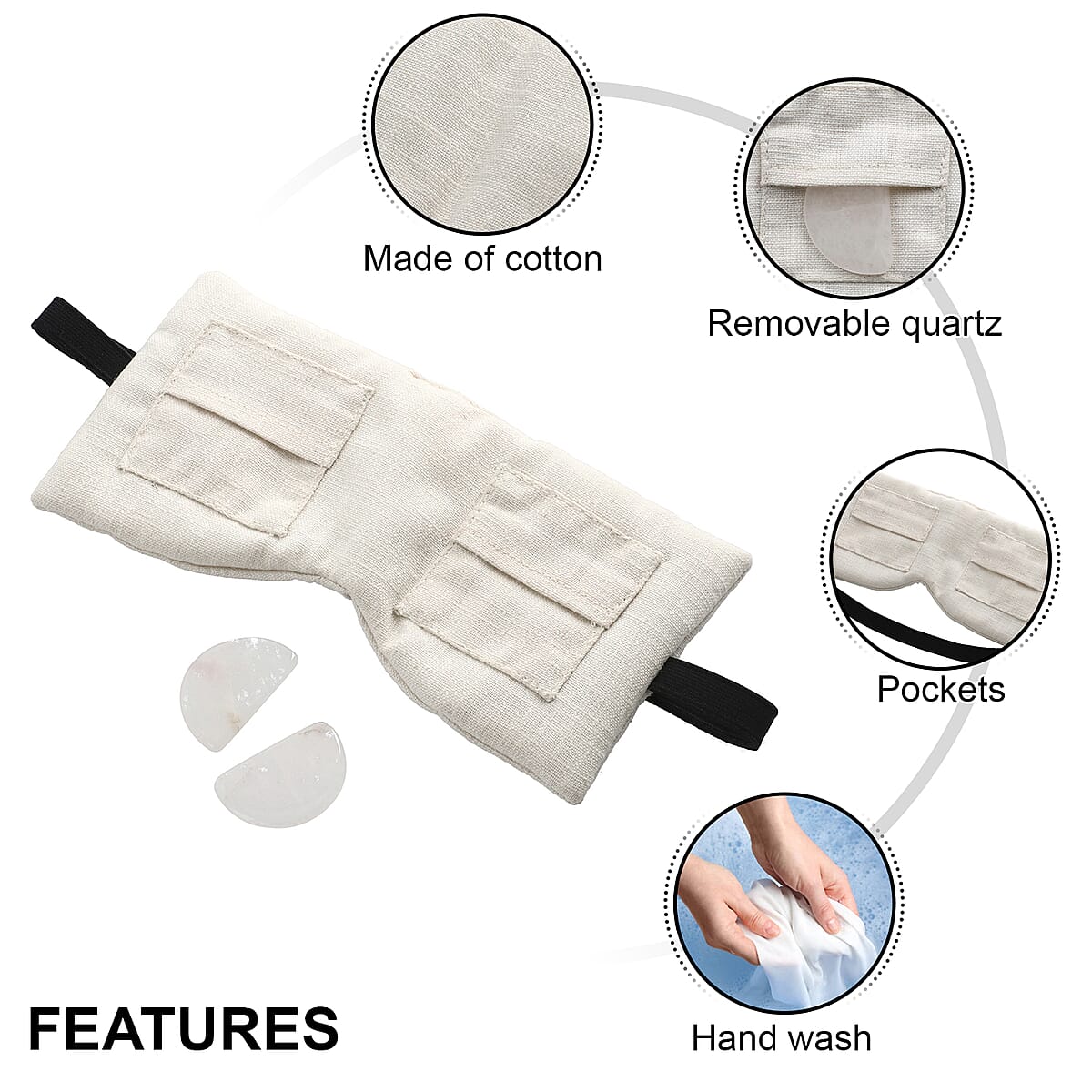 Buy Cotton, Eye Pillow With Pockets & Removable Quartz For Eye Rejuvenation at ShopLC.