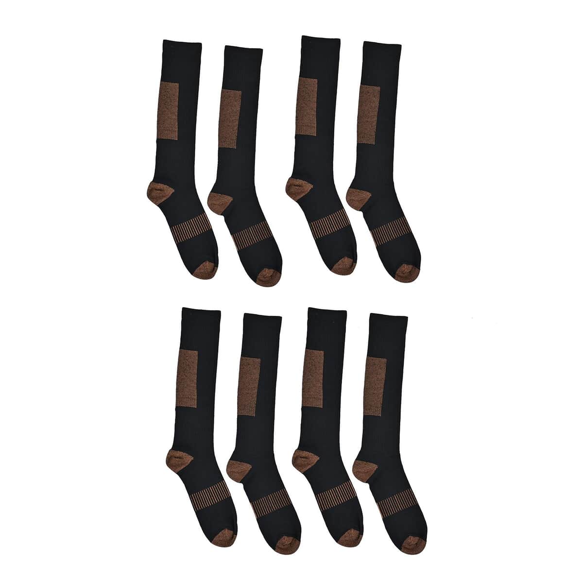 Buy Set Of 4 Pairs Knee Length Copper Infused Compression Socks Black Sm At Shoplc 1785