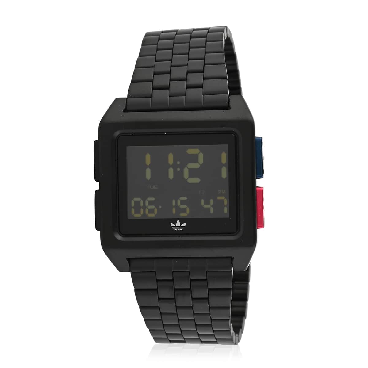 Buy ADIDAS ARCHIVE_M1 Multi-function Digital Movement Square Dial Watch in ION Plated Black Over Stainless Steel (40mm) ShopLC.