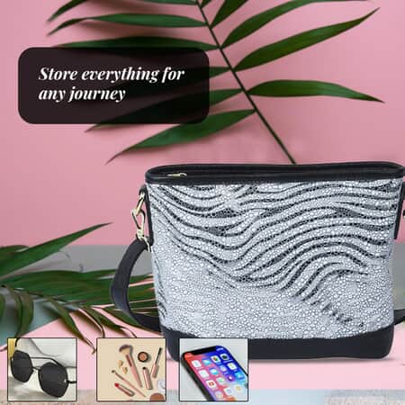 Shop LC Hong Kong Collection Black Blue Zebra Print Leather Crossbody Bags  for Women Birthday Gifts 