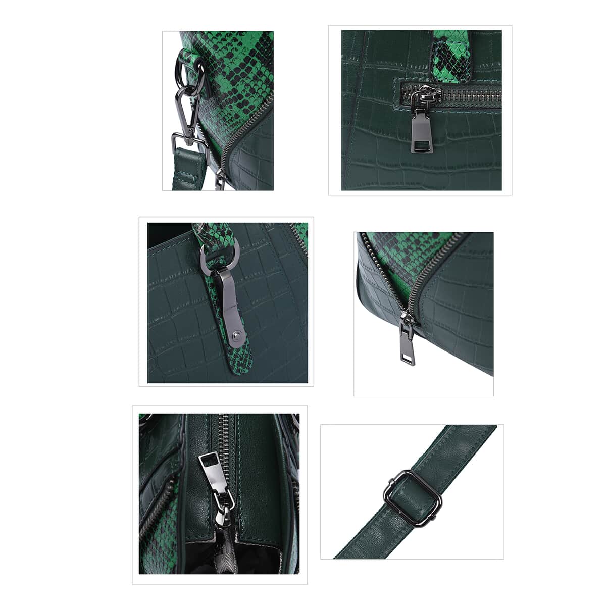 Passage Green Crocodile & Snakeskin Pattern Genuine Leather Tote Bag for Women| Satchel Purse| Shoulder Handbag image number 4