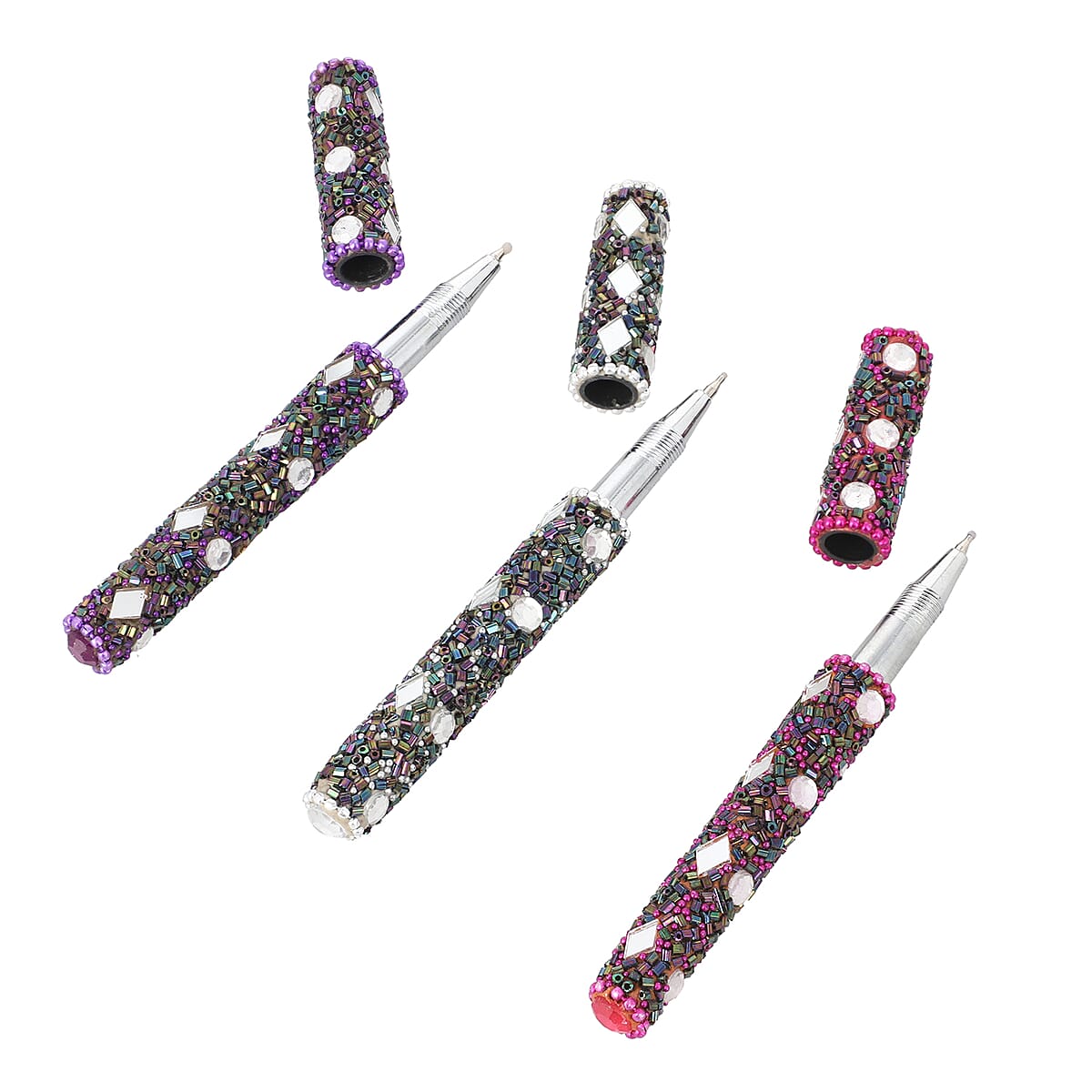 Buy Set of 3 Simulated, Red, Blue and Silver Bedazzled Journals (5x3 in ...