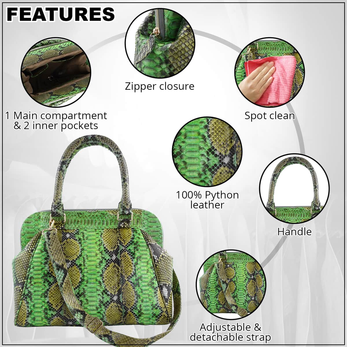 Green Python Top Handle Bag  Bags, Leather top, Top handle bag