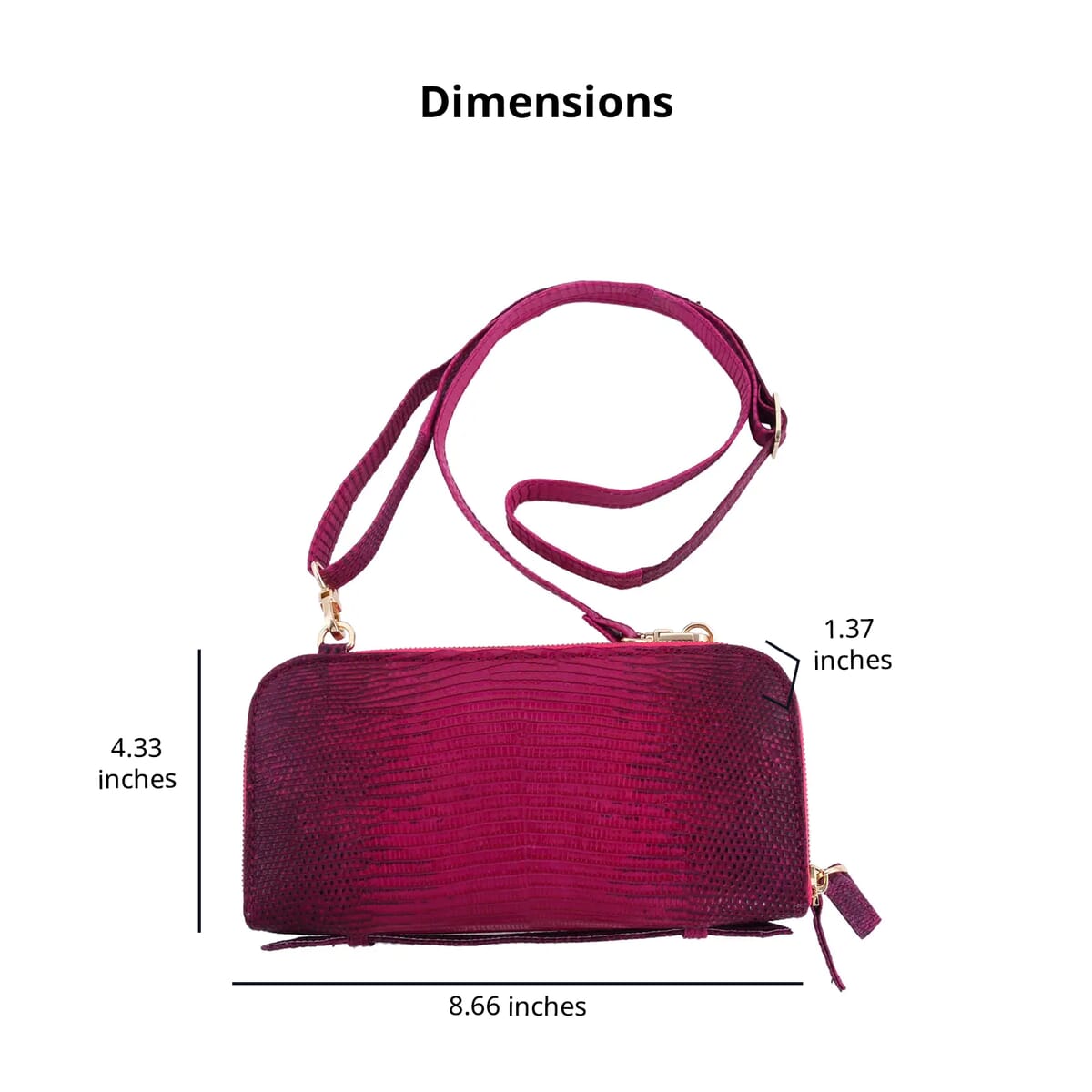 Grand Pelle Lizard Collection Handmade 100% Genuine Lizard Leather Pink Color Crossbody Wallet image number 3