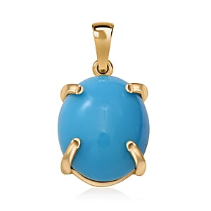Luxoro 10K Yellow Gold Premium Sleeping Beauty Turquoise Solitaire Pendant 3.25 ctw