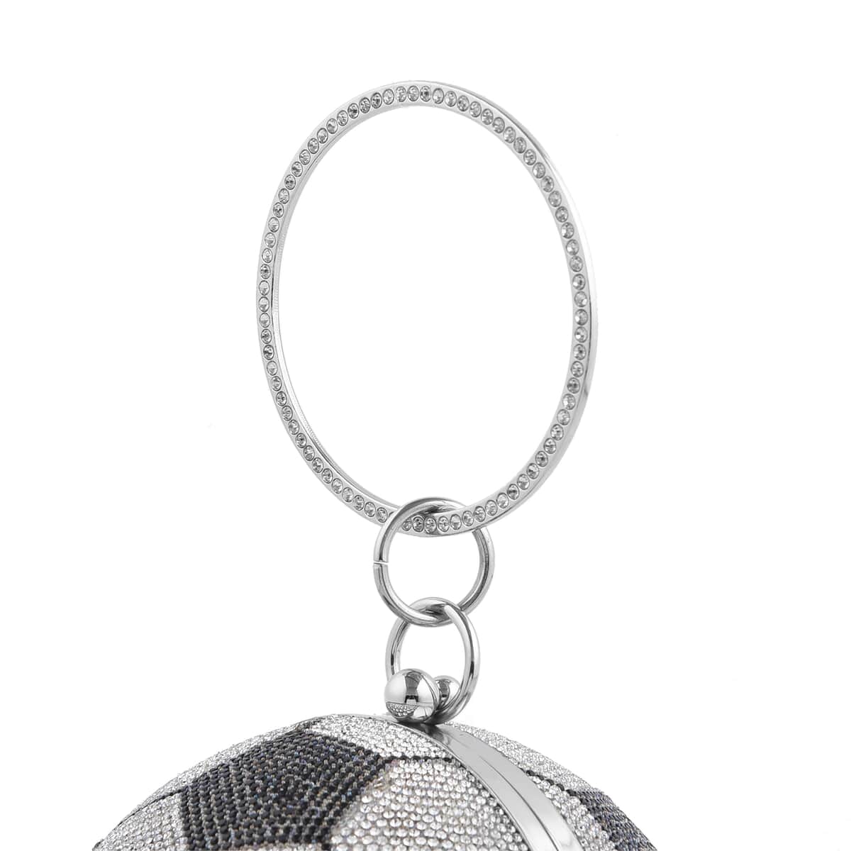 Buy Black & White Crystal Basketball Shape Clutch Bag (D 5.5