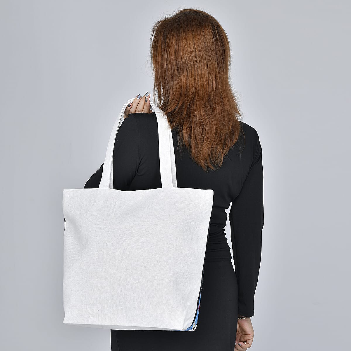 Buy Blue Flower Jacquard Pattern Tote Bag Women's Jute Tote Bag