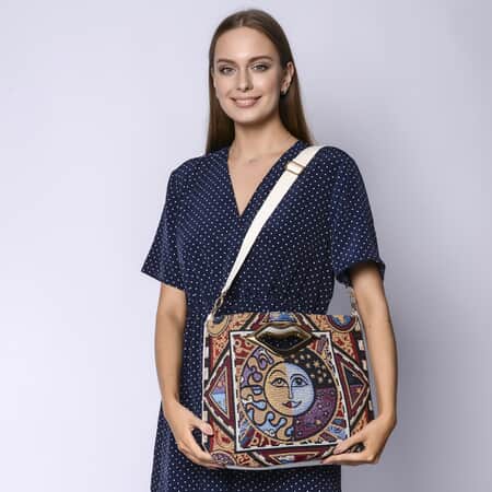 Jacquard-weave Handbag - Blue/patterned - Ladies
