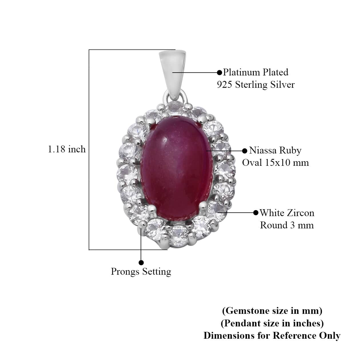 Buy African Ruby and Natural White Zircon Halo Pendant in Platinum