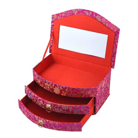 Beautiful Square Shaped Brocade Silk Jewelry Box For Fingerrings