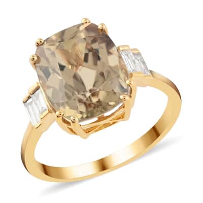 Certified and Appraised Iliana 18K Yellow Gold AAA Turkizite and G-H SI Diamond Ring (Size 7.0) 3.25 Grams 5.10 ctw