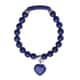 Lapis Lazuli and Austrian Crystal Stretchable Beaded Heart Charm Bracelet in Stainless Steel 94.00 ctw image number 0
