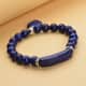 Lapis Lazuli and Austrian Crystal Stretchable Beaded Heart Charm Bracelet in Stainless Steel 94.00 ctw image number 1